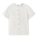 SCALLOPED COLLAR SHORT SLEEVE LINEN SHIRT