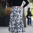 BLACK AND WHITE FLORAL SKIRT