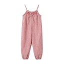STRIPED LONG ROMPER WITH SMOCKING