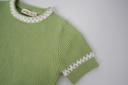 SHORT SLEEVE SWEATER WITH CONTRAST EDGING