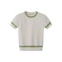 SHORT SLEEVE SWEATER WITH CONTRAST EDGING