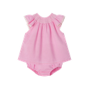 LINEN PINK BLOOMER SET WITH SMOCKING