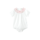 Linen Romper With Floral Smocking