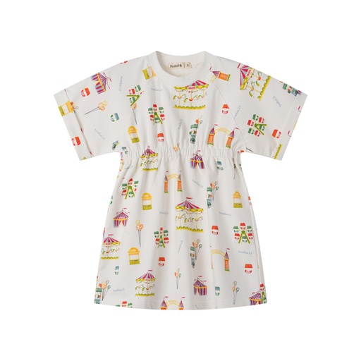 [S25-WD507-WM] CARNIVAL PRINT CAP SLEEVE DRESS