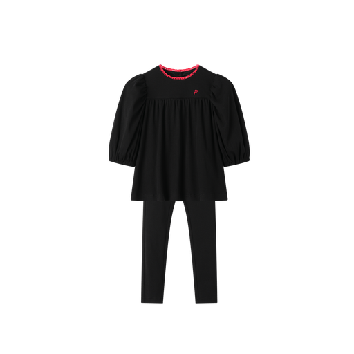 [S25-KBG501-BK] HIGH YOKE ROBE SET WITH EMBROIDERY