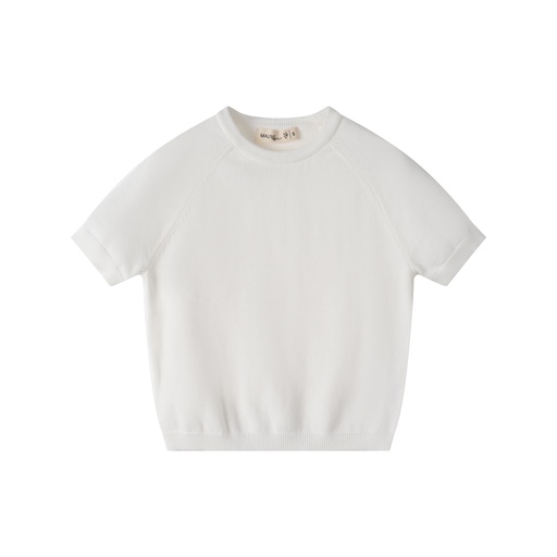 [S25-MBG512-WH] SHORT SLEEVE RUFFLE COLLAR SWEATER