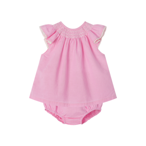 [S25-MBG507-HP] LINEN PINK BLOOMER SET WITH SMOCKING