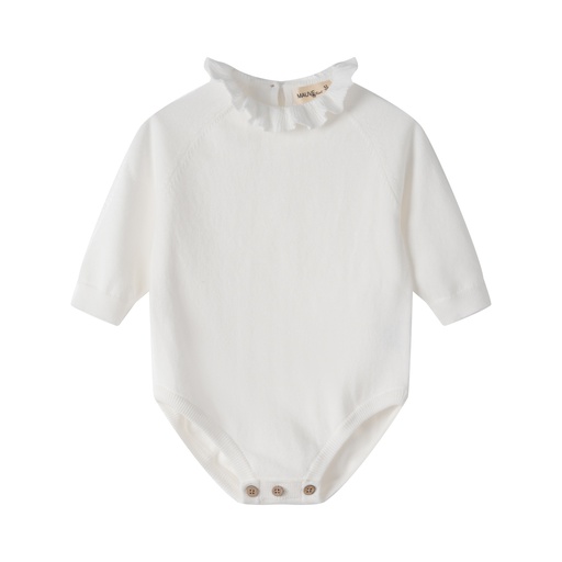 [S25-MBU502-WH] RUFFLE COLLAR SWEATER ONESIE