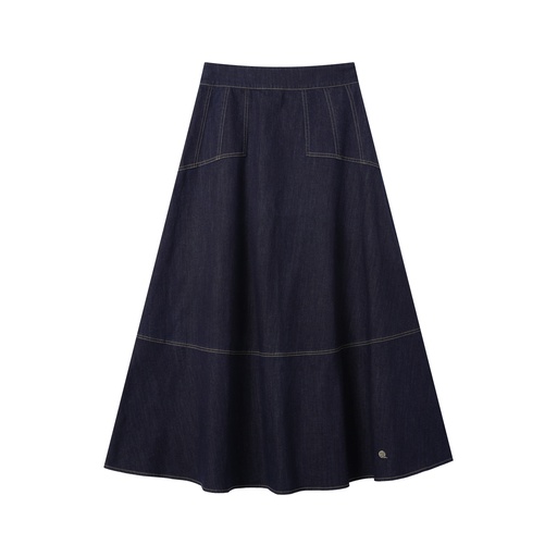 CIRCLE SKIRT WITH EMBROIDERED POCKETS