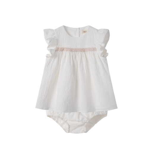 FLUTTER SLEEVE BLOOMER SET WITH SMOCKING