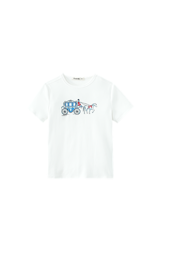 Short Sleeve Horse And Buggy Printed T-Shirt