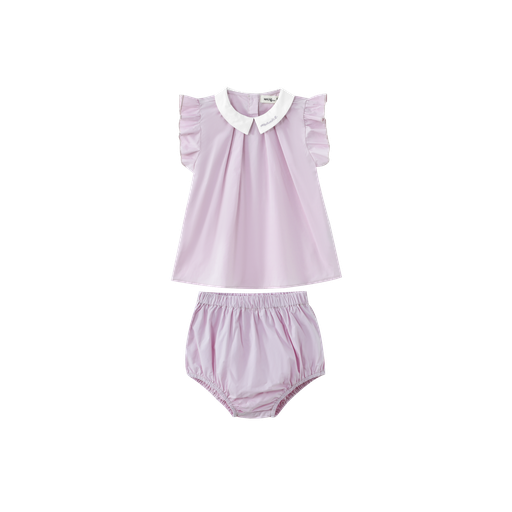 Pintuck Bloomer Set With Collar