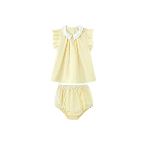 Pintuck Bloomer Set With Collar